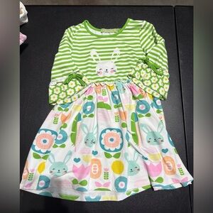 Millie Loves Lily Green Striped Bunny Dress